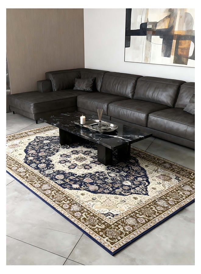 ايست من نون سجادة مضادة للانزلاق - الحجم - 183 × 275 سم - 6x9 قدم | تصميم التراث الملكي | اللون - أزرق داكن وبني | مثالية كسجاد لغرفة المعيشة وغرفة النوم والمكتب - Image 5